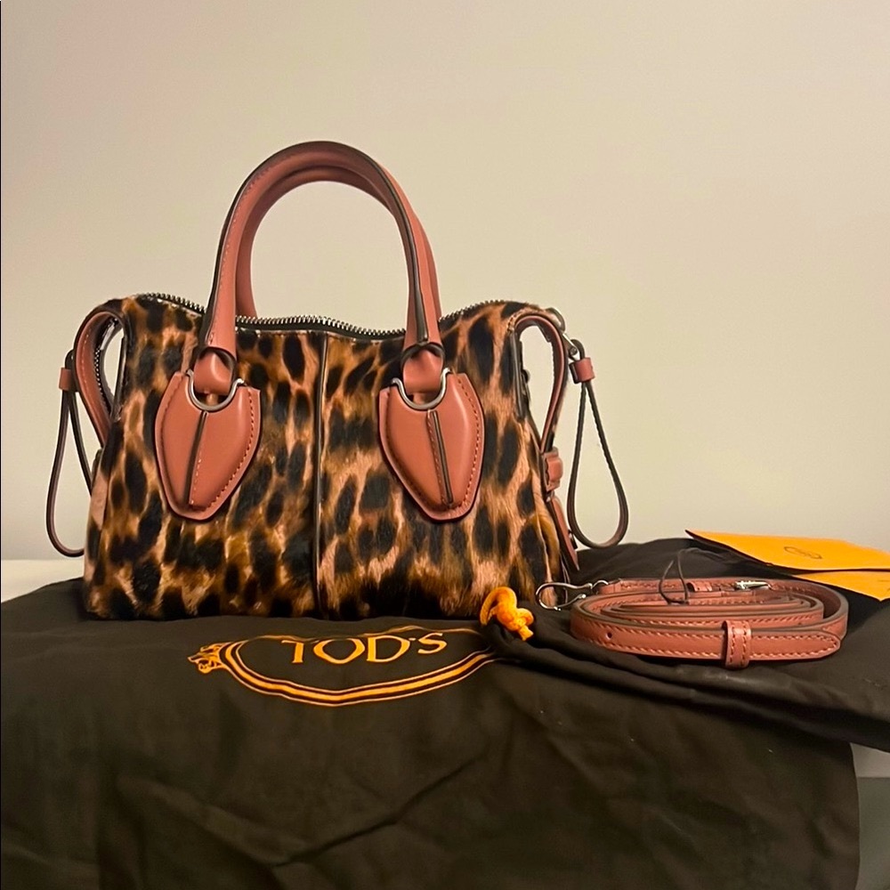New Tods Bauletto Leopard Print Bag